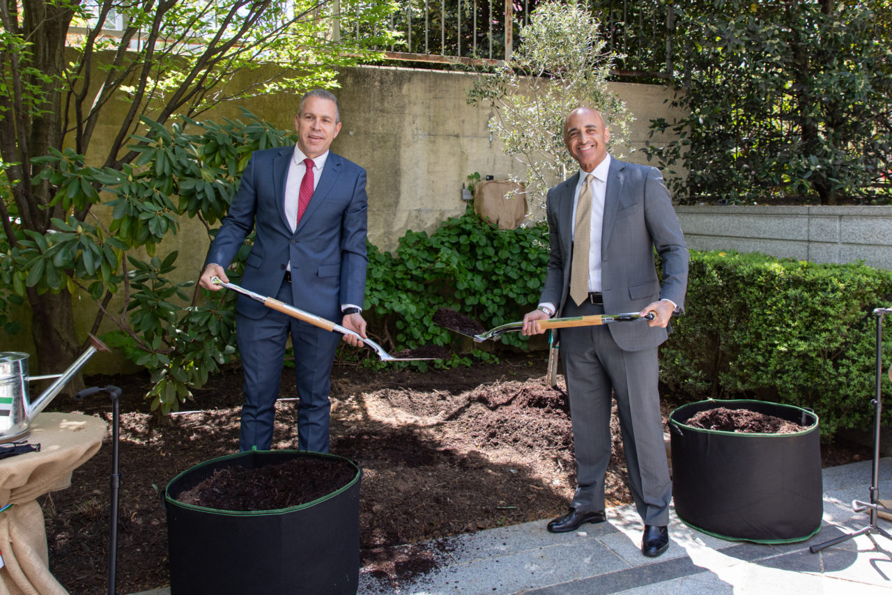 UAE Ambassador to the US, Yousef Al Otaiba, joined a tree-planting ceremony at the embassy in Washington, DC.