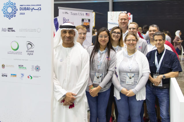 Ambassador Yousef Al Otaiba provided the welcome at the FIRST Global Challenge Robotics Competition.