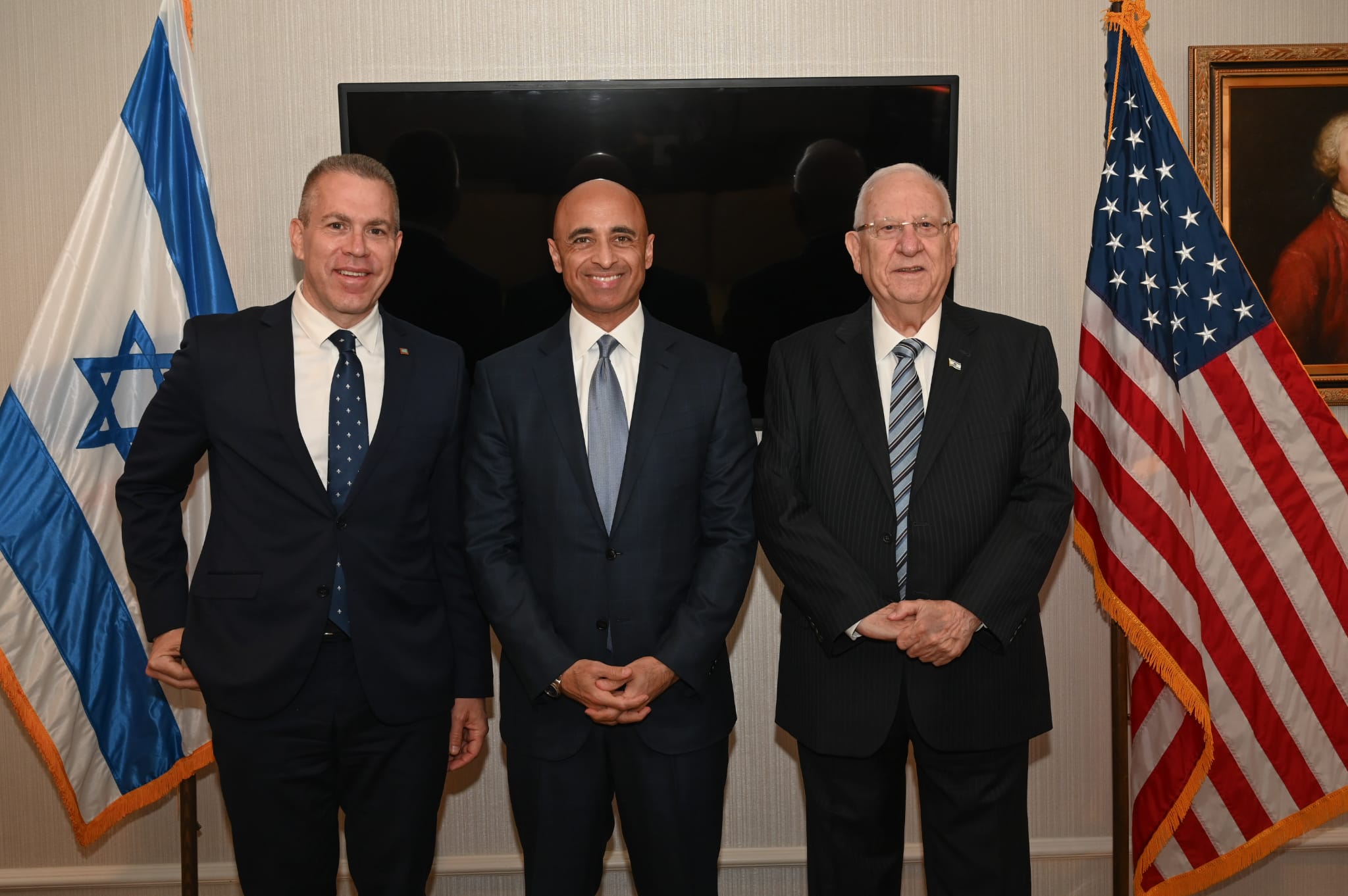 Yousef Al Otaiba with Israeli President and Israeli Ambassador to US