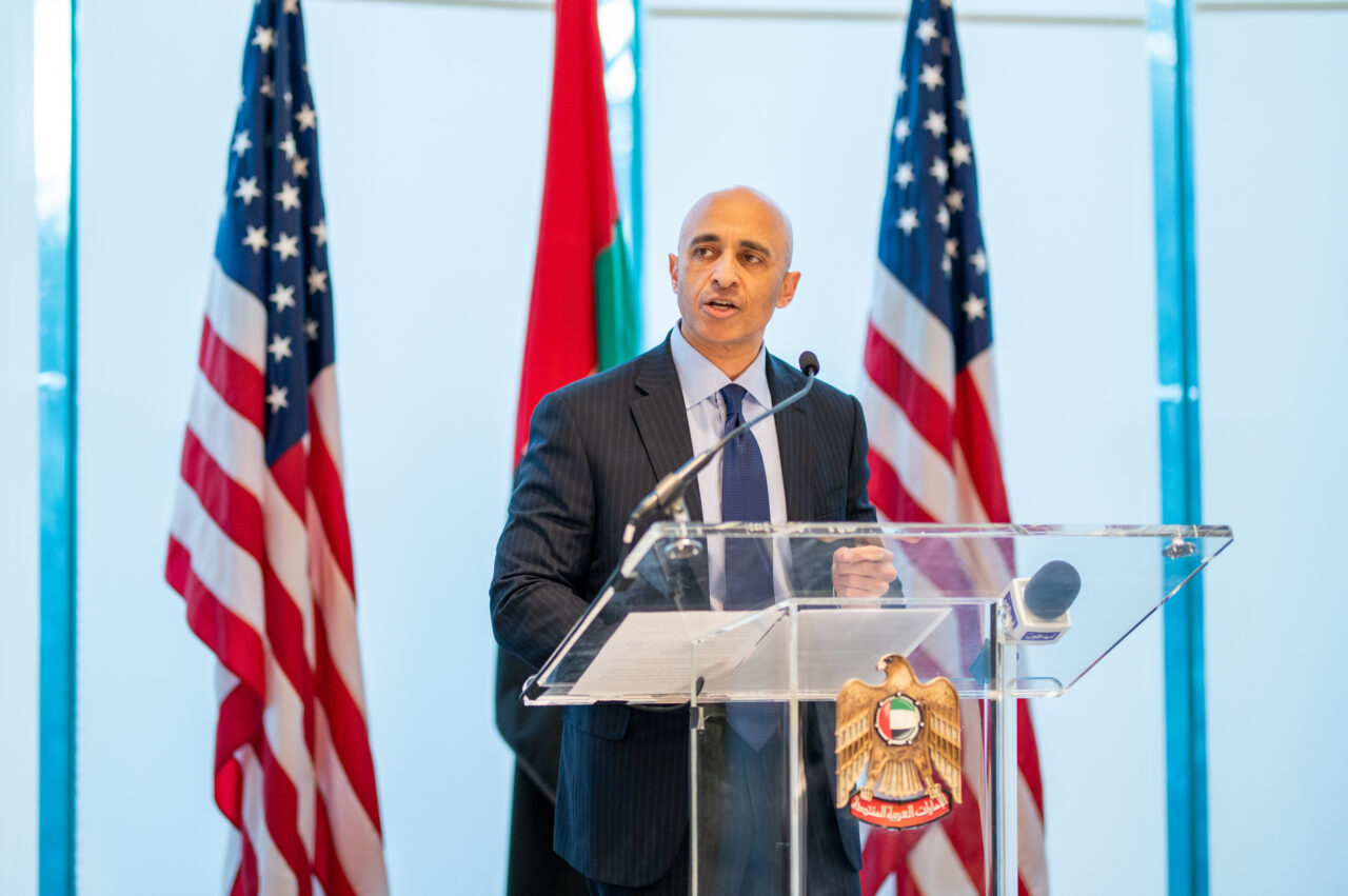 Ambassador Yousef Al Otaiba delivers opening remarks at the UAE Embassy’s sixth annual Interfaith Iftar.