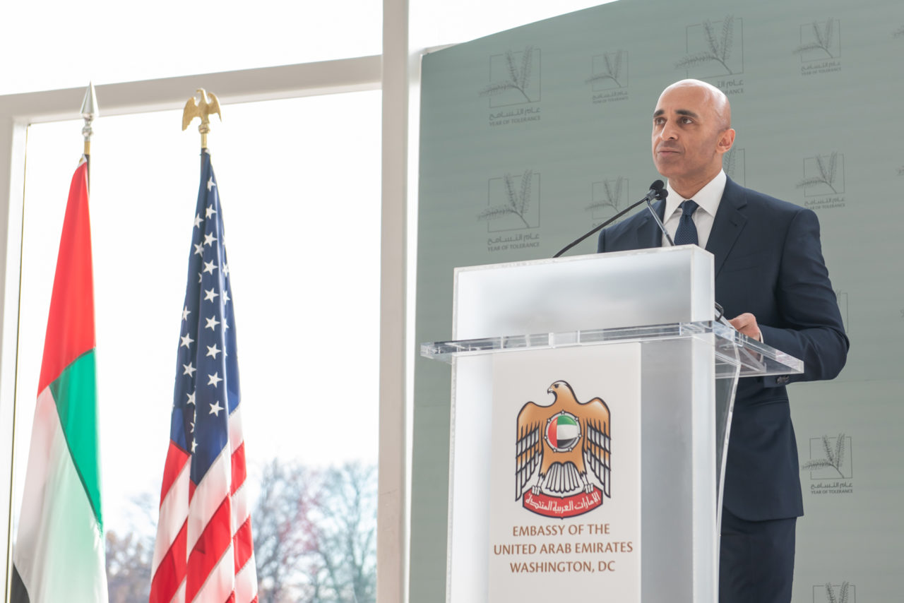 UAE Ambassador to the US, Yousef Al Otaiba, speaks at an event.