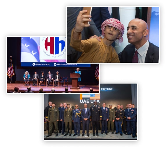 Photo montage featuring His Excellency Yousef Al Otaiba, Ambassador of the United Arab Emirates (UAE) to the United States (US).