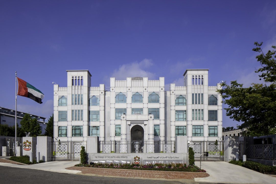 The exterior of the United Arab Emirates (UAE) Embassy in Washington, DC. Yousef Al Otaiba has been Ambassador since 2008.