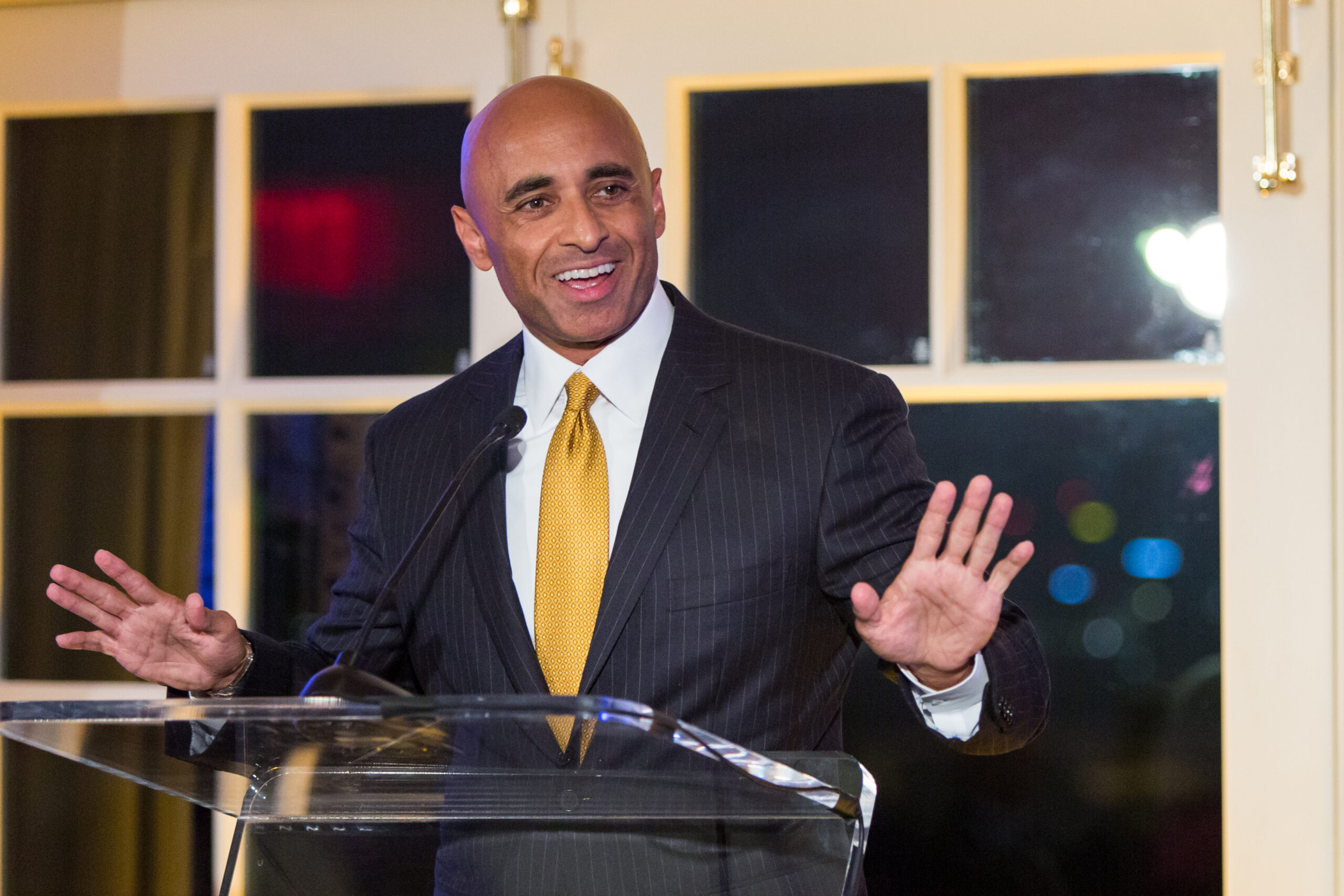 Yousef Al Otaiba, Emirati Ambassador to the U.S., speaks at an event.