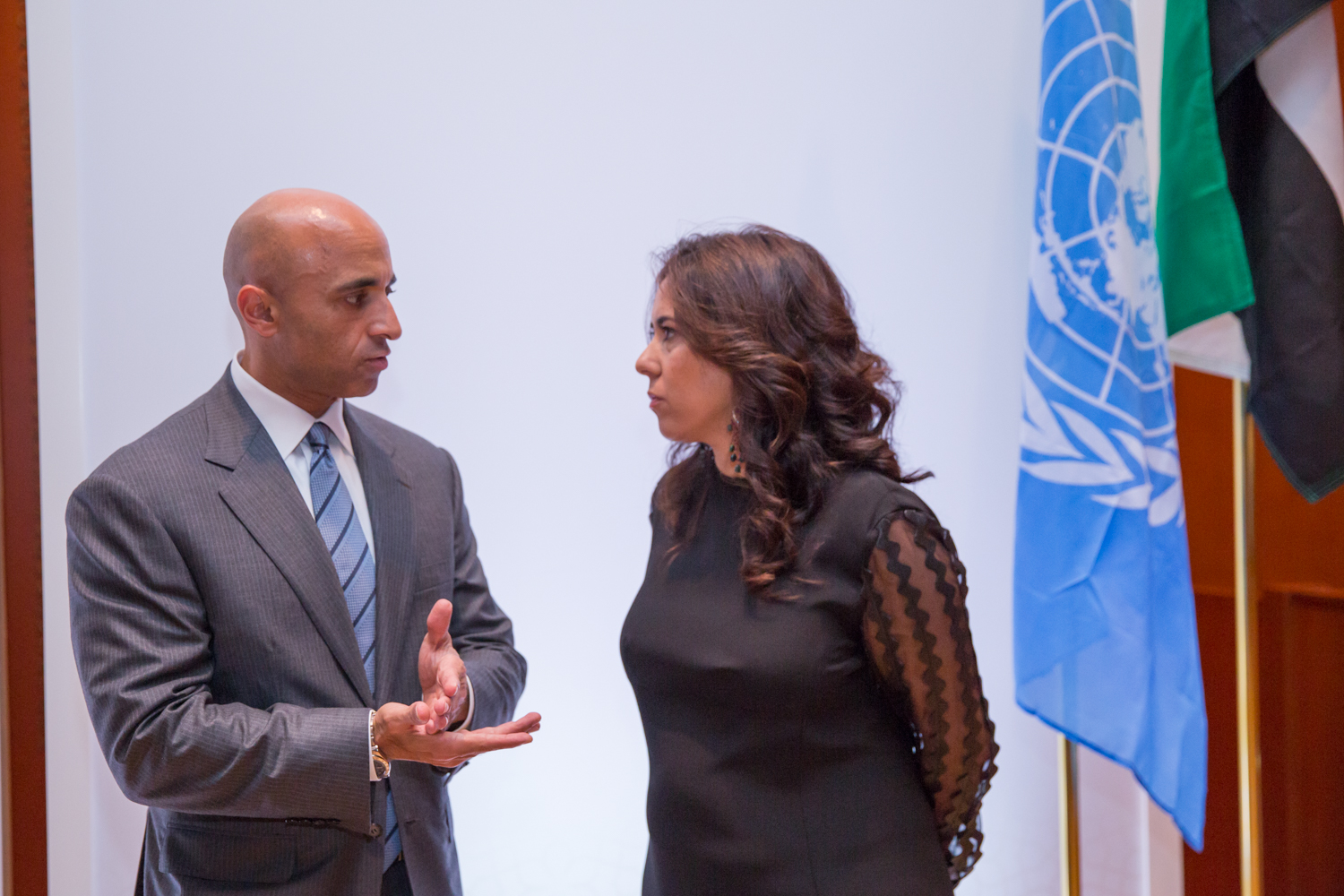 UAE Ambassador to the U.S., Yousef Al Otaiba speaking to other leaders.